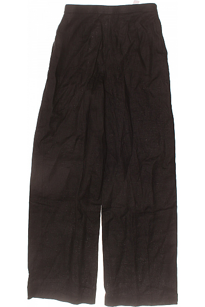 MANGO lněné široké volnočasové černé kalhoty s vysokým pasem Velikost 36 | MANGO | obrázek 2