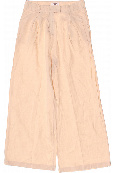 Béžové plátěné široké volnočasové kalhoty Velikost 38 | Unimoda | obrázek 2