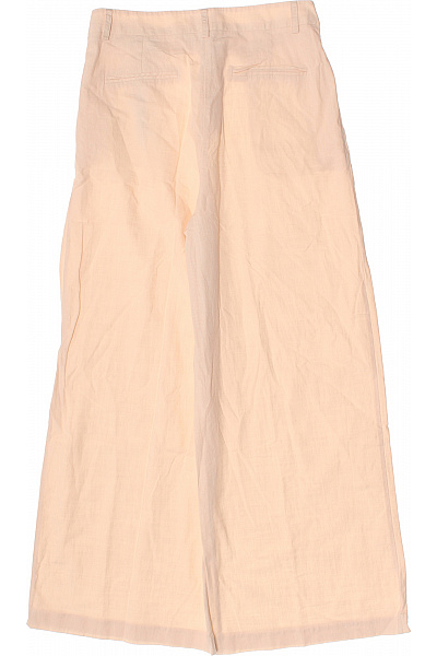 Béžové plátěné široké volnočasové kalhoty Velikost 38 | Unimoda | obrázek 3