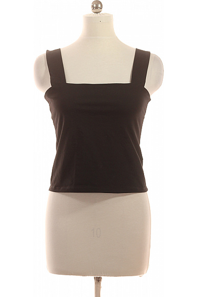 Dámské černé Bavlněné Tílko Bez Rukávů Crop Top Velikost 42