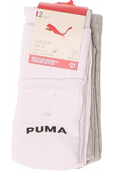 Puma Ponožky Slouch Bílé Bavlněné Velikost EU 39/42