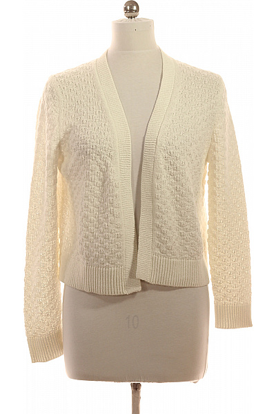 TOM TAILOR Bílý Bavlněný Pletený Ažurový Kardigan Dámský Velikost M