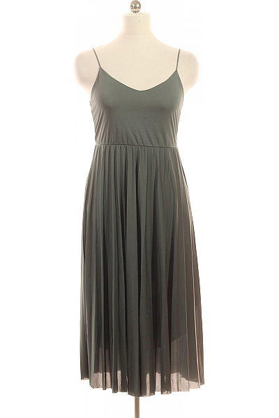 Dámské šaty Na Ramínka Midi Plisované Zelené Volnočasové Vel. 38
