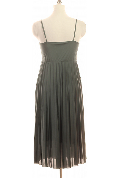 dámské šaty na ramínka midi plisované zelené volnočasové Vel. 38 | Unimoda | obrázek 2