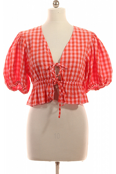 Next dámská halenka s krátkým rukávem a mašlí kostkovaná crop bavlněná letní Velikost 38 | Next | obrázek 2