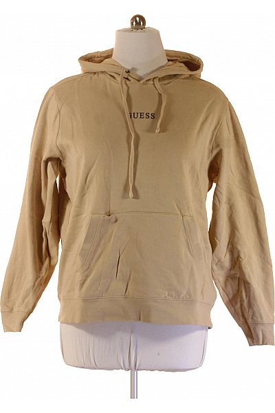 Guess Pánská Bavlněná Mikina S Kapucí A Klokaní Kapsou Béžová Vel. L