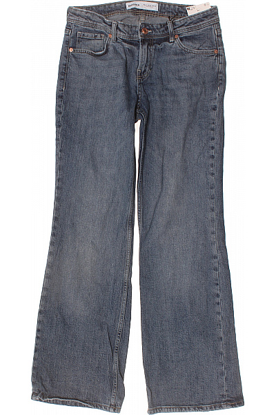 Bershka Dámské Džíny Modré Zvonové S Kapsami Bavlněné Vel. EU 38