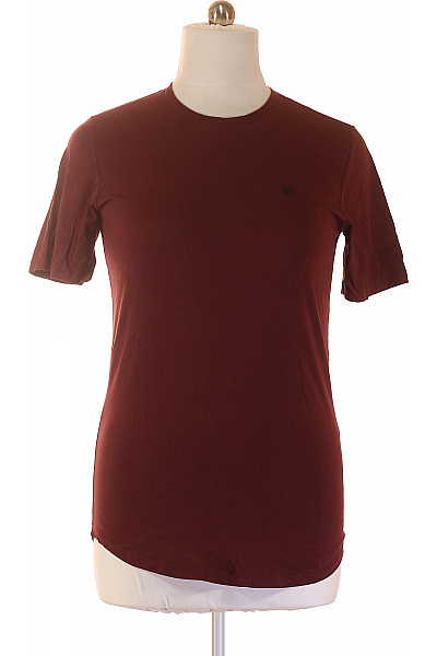 JACK & JONES Pánské Tričko S Krátkým Rukávem červené Bavlněné Basic Vel. M