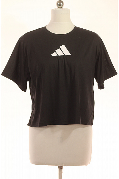 ADIDAS Dámské černé Tričko S Krátkým Rukávem A Potiskem Crop Top Velikost Xl