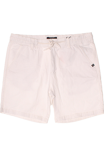 Koroshi. Pánské Bavlněné Kraťasy Volnočasové Krátké S Kapsami Stahovací Bílé Velikost 34