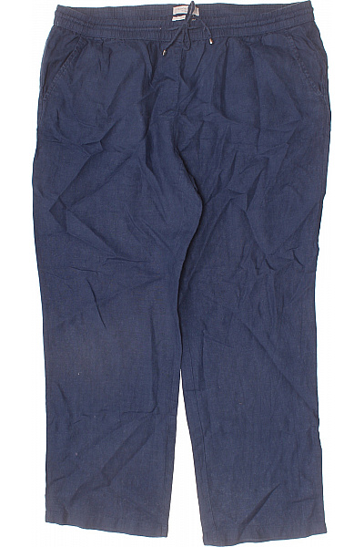 Christian Berg Dámské Lněné Kalhoty Volnočasové Modré S Kapsami Velikost 46