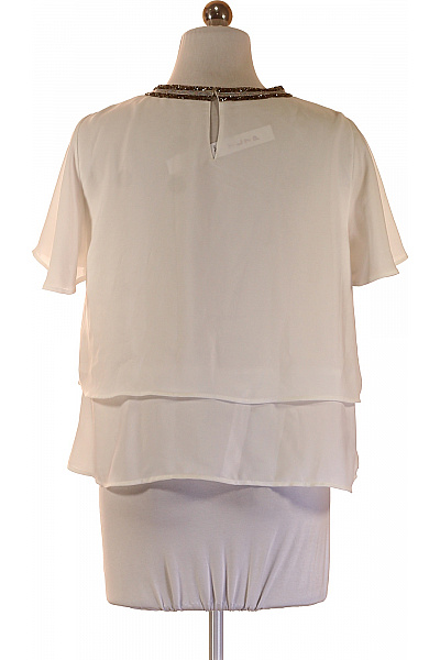 ZARA Bílá halenka s krátkým rukávem a kamínky elegantní volná Velikost S | ZARA | obrázek 3