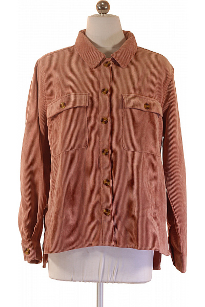 PIECES Dámská růžová manšestrová košile s dlouhým rukávem ležérní Velikost S | PIECES | obrázek 2