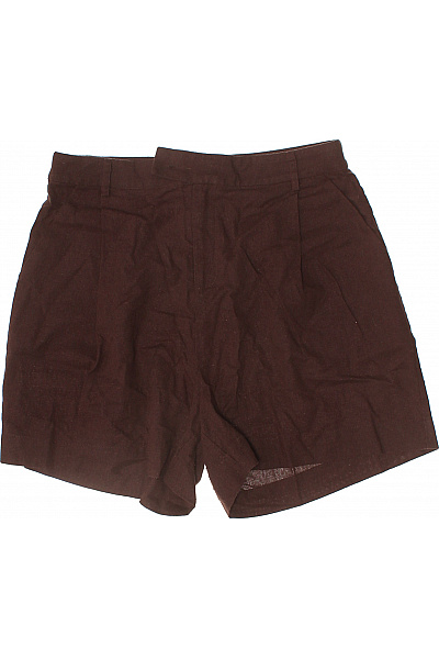 Dámské Lněné Kraťasy Hnědé Volnočasové Krátké S Vysokým Pasem Velikost 12