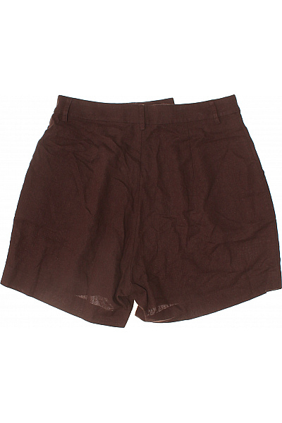 Dámské lněné kraťasy hnědé volnočasové krátké s vysokým pasem Velikost 12 | Unimoda | obrázek 2