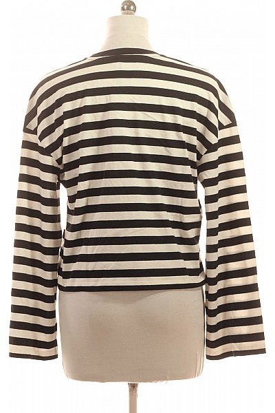 Dámské tričko s dlouhým rukávem pruhované černé bílé bavlna basic Vel. 36 | Unimoda | obrázek 3