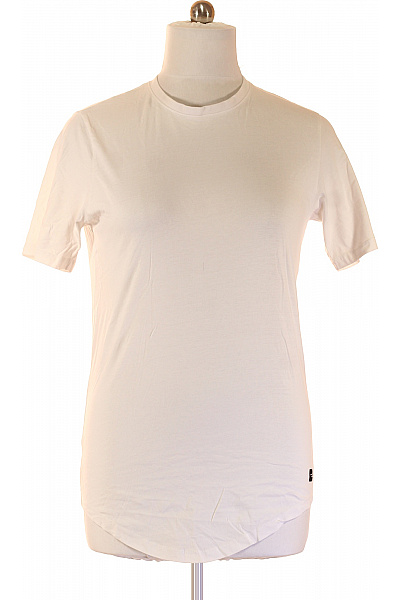 JACK & JONES Pánské Bílé Tričko S Krátkým Rukávem Asymetrické Basic Velikost L