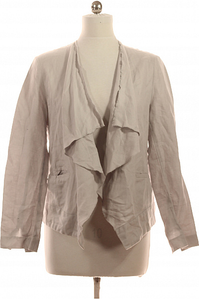 OPUS Béžové Lněné Sako Asymetrické Volnočasové Moderní Velikost 42