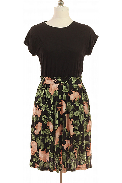 BUFFALO Dámské šaty Tričkové Květované Letní černé Velikost 38