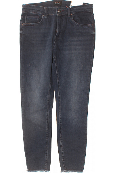 ONLY Dámské Modré Strečové Džíny S Roztřepenými Nohavicemi Velikost L