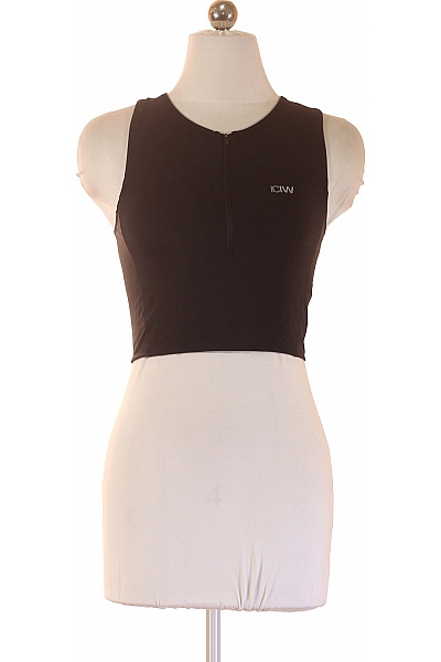 ICIW Dámské černé Tílko Bez Rukávů Na Cvičení Crop Top Se Zipem Vel. 36