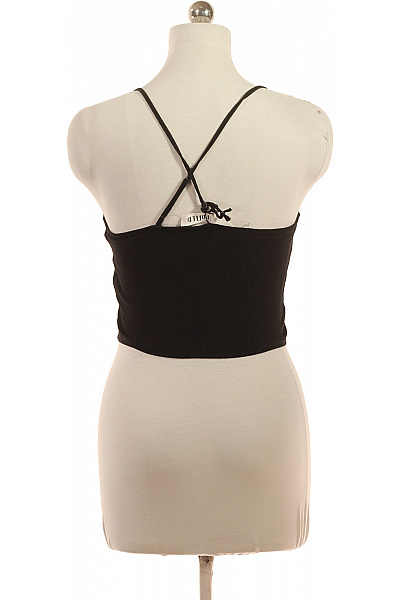 černé dámské tričko bez rukávů crop top žebrované basic Vel. 38 | Unimoda | obrázek 2