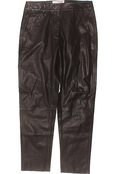 SELECTED Kožené Dlouhé Volnočasové Kalhoty S Kapsami Rovné Velikost 38