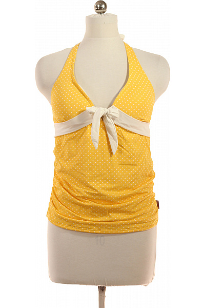 Petit Amour Dámské Plavky žluté Puntíkované Za Krk Na Zavazování Velikost Xl