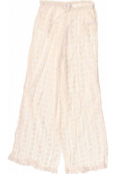 Bershka Dámské Bílé Krajkové Volnočasové Kalhoty široké Velikost M