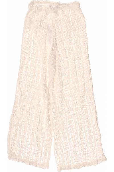 Bershka Dámské bílé krajkové volnočasové kalhoty široké Velikost M | Bershka | obrázek 2
