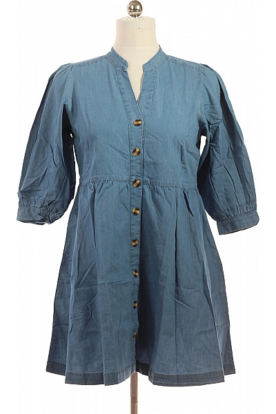 Warehouse Dámské Džínové šaty S Krátkým Rukávem A Límečkem Vel. EU 40