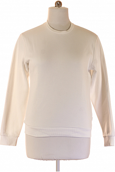 JACK & JONES Pánská Mikina S Dlouhým Rukávem Bílá Polyesterová Jednobarevná Crewneck Vel. M