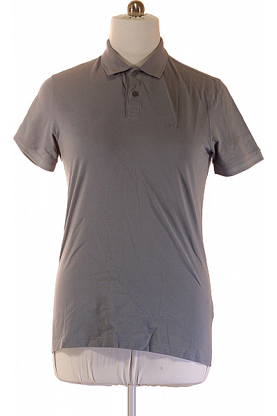 Hugo Boss Pánské Tričko S Krátkým Rukávem A Límečkem šedé Jednobarevné Basic Polo Velikost L