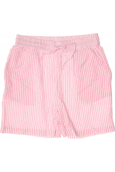 PIECES Dámské bavlněné kraťasy pruhované růžové volnočasové s mašlí Vel. M | PIECES | obrázek 2