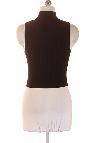 Dámské černé tričko bez rukávů crop top se stojáčkem basic Vel. 38 | Unimoda | obrázek 2