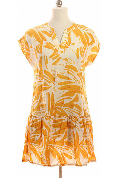 s.OLIVER dámské šaty s krátkým rukávem oranžové květované volnočasové Vel. 38 | s.OLIVER | obrázek 2