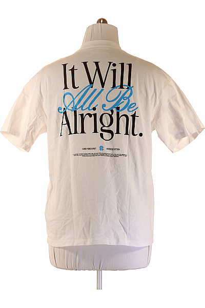 Pánské tričko s krátkým rukávem a nápisem basic bílé bavlněné Velikost L | Unimoda | obrázek 3