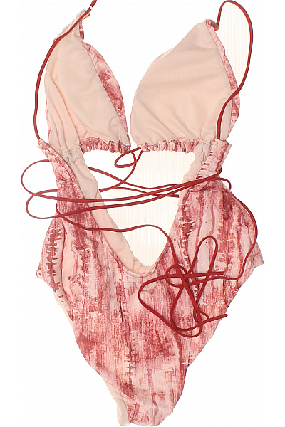 jednodílné plavky na zavazování s průstřihy batikované růžové | Unimoda | obrázek 3