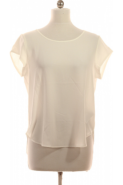 ONLY Bílá Halenka S Krátkým Rukávem Elegantní Polyesterová Průsvitná Vel. 42