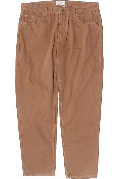 Dámské Bavlněné Volnočasové Kalhoty S Kapsami Rovné Hnědé Velikost 34