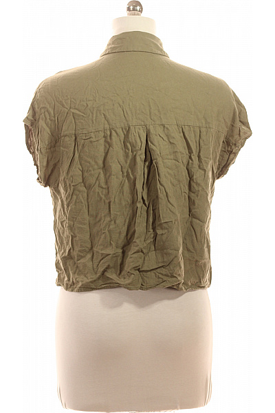 PIECES dámská košile krátký rukáv zelená na zavazování ležérní crop Velikost M | PIECES | obrázek 2