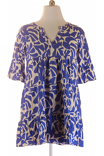 Sublevel Dámské šaty Volnočasové Krátké Modré S Potiskem Velikost L
