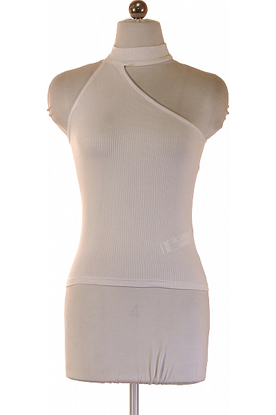 Dámské Tričko Bez Rukávů Bílé Asymetrické S Průstřihy Velikost 36