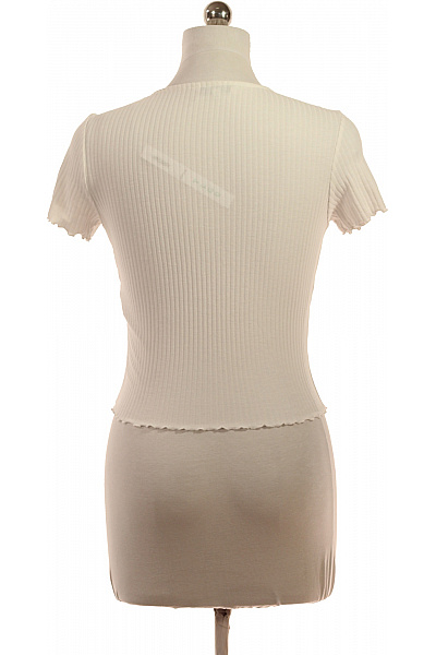 ONLY Bílé žebrované tričko s krátkým rukávem a kulatým výstřihem Vel. m | ONLY | obrázek 2