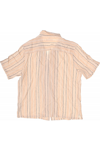 Pánská lněná košile s krátkým rukávem pruhovaná béžová ležérní letní Vel. XL | Unimoda | obrázek 2