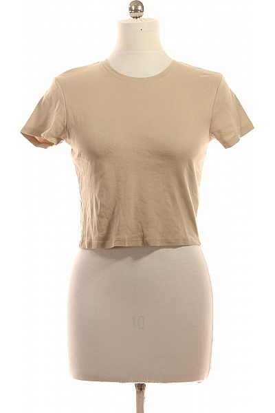 ONLY Dámské tričko krátký rukáv béžové bavlněné basic crop top Vel. L | ONLY | obrázek 2