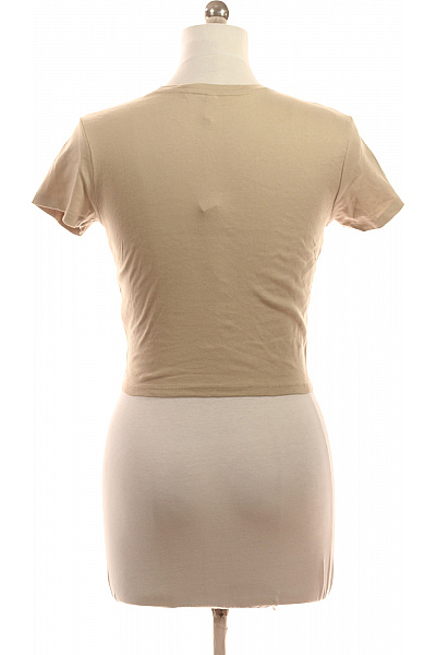 ONLY Dámské tričko krátký rukáv béžové bavlněné basic crop top Vel. L | ONLY | obrázek 3