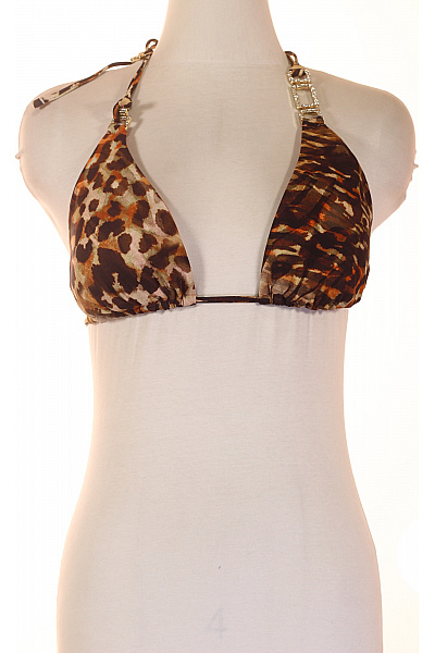 Guess Dámské Plavky Trojúhelníkové Za Krk Tygrové S Kamínky Velikost XL