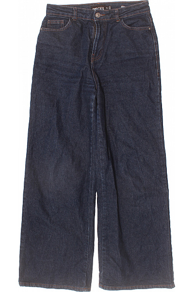PIECES Dámské Džíny Volné S Vysokým Pasem Modré Bavlněné Vel. 27