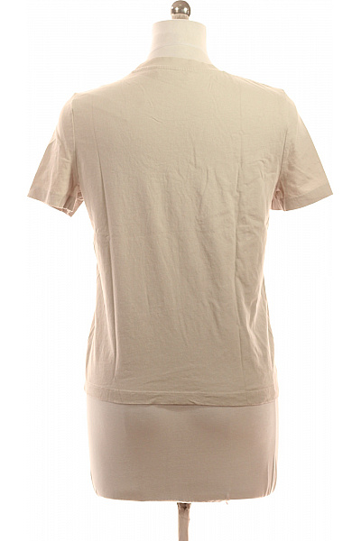 MANGO Dámské tričko s krátkým rukávem béžové bavlněné basic jednobarevné Velikost M | MANGO | obrázek 3